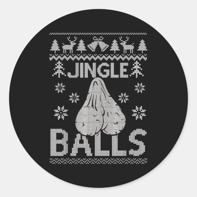 Mens Jingle Adult 18+ Ugly Christmas Sweater  Classic Round Sticker (Front)