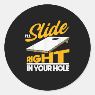 Mens Joke Sports Cornhole Classic Round Sticker