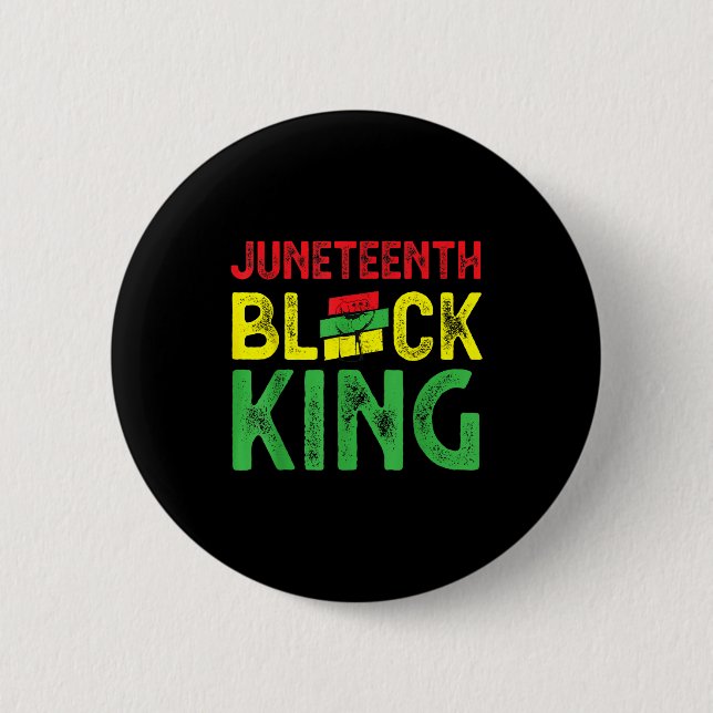 Mens juneteenth black king emancipation day 2 inch round button (Front)