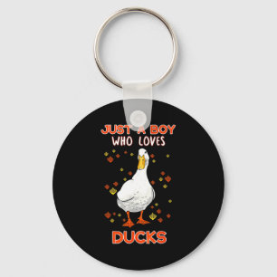 Mens Just A Boy Who Loves Ducks Funny Duck Lover Q Keychain