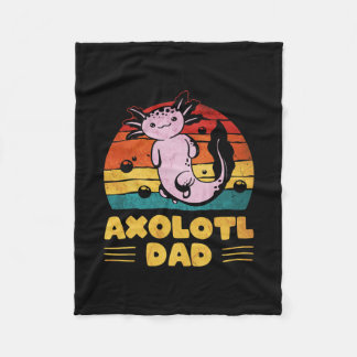Mens Kawaii Axolotl Dad Retro Vintage Fleece Blanket