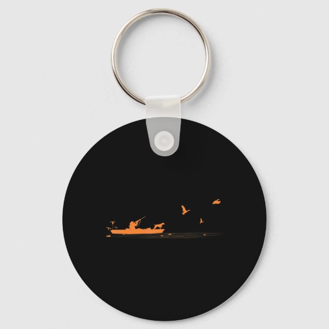 Mens Kayak Hunting Duck Waterfowl Hunt with Dog Ka Keychain (Front)