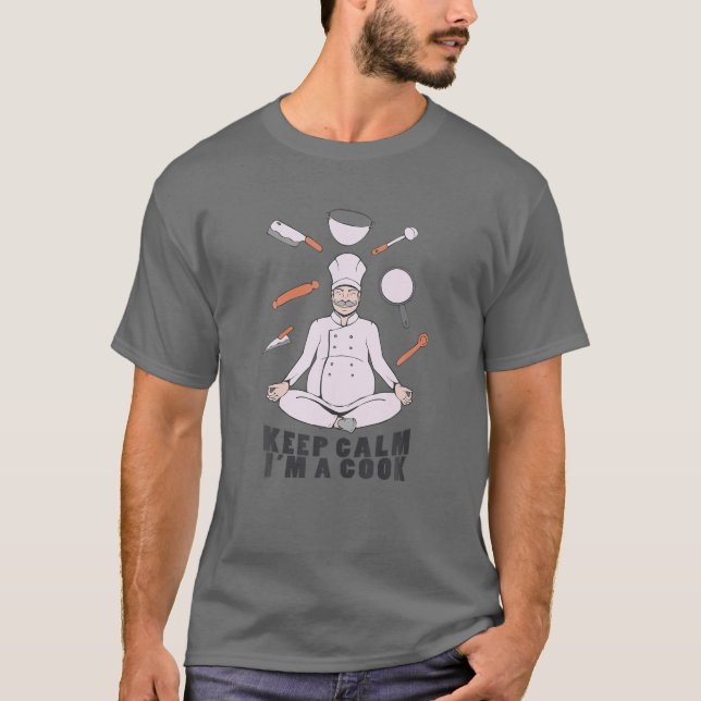 Mens Keep Calm I'm Cook Master Chef Chef's Hat Cut T-Shirt (Front)