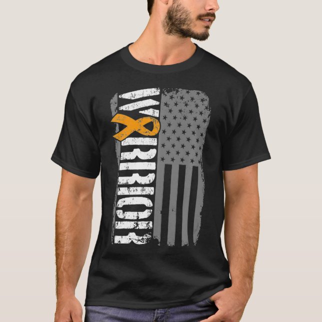 Mens Kidney Cancer Warrior  Sideways Awareness Rib T-Shirt (Front)