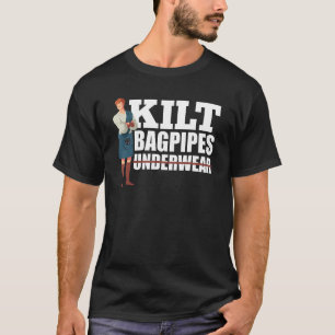 Mens Kilt Bagpipes Underwear Scottish Checklist Fo T-Shirt