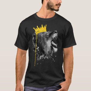 Mens King Lion Graffiti Urban With Crown Street Ar T-Shirt