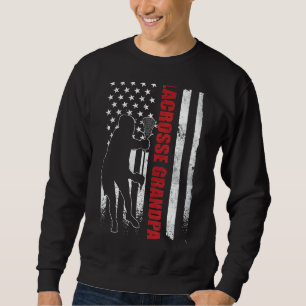 Mens Lacrosse Grandpa American Flag 4th July Lax G Sweatshirt