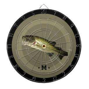 Mens Large Mouth Bass Fish Sport Hobby Monogram Dartboard