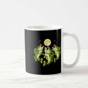 Men's largemouth bass fish howling to the moon coffee mug