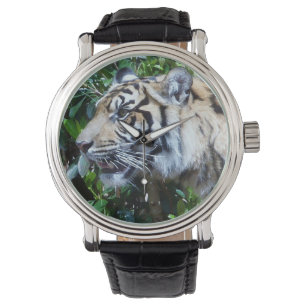 Men's leather Tiger watch