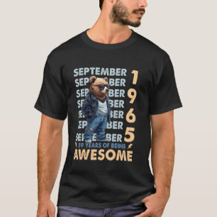 Mens Legend September 1965 59th Birthday Bear 59 Y T-Shirt