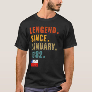 Mens Legend Since January 1982 40Th Birthday Chile T-Shirt