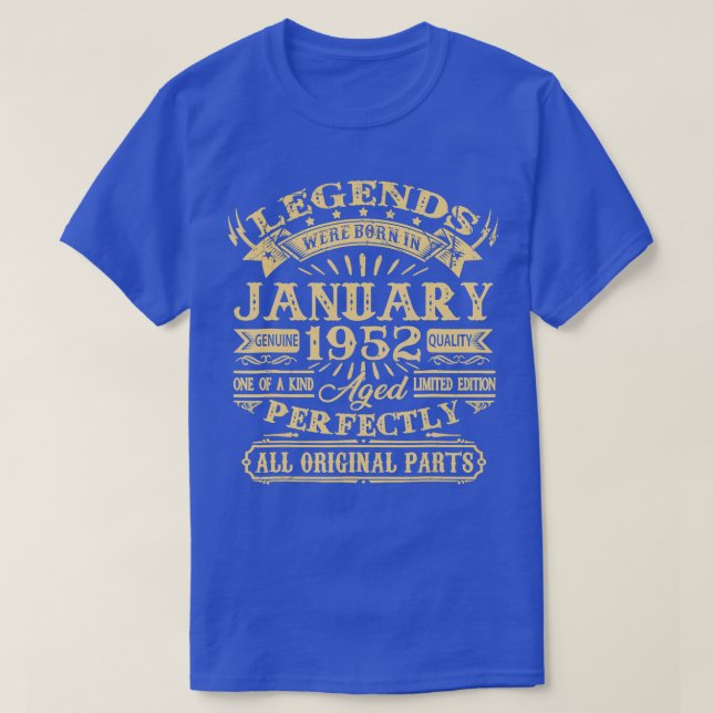 Mens Legends Were Born In January 1952 70 Year Old T-Shirt (Design Front)