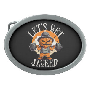 Mens Lets Get Jacked Pumpkin Jack-O-Lantern Funny Belt Buckle