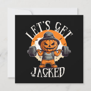 Mens Lets Get Jacked Pumpkin Jack-O-Lantern Funny Invitation