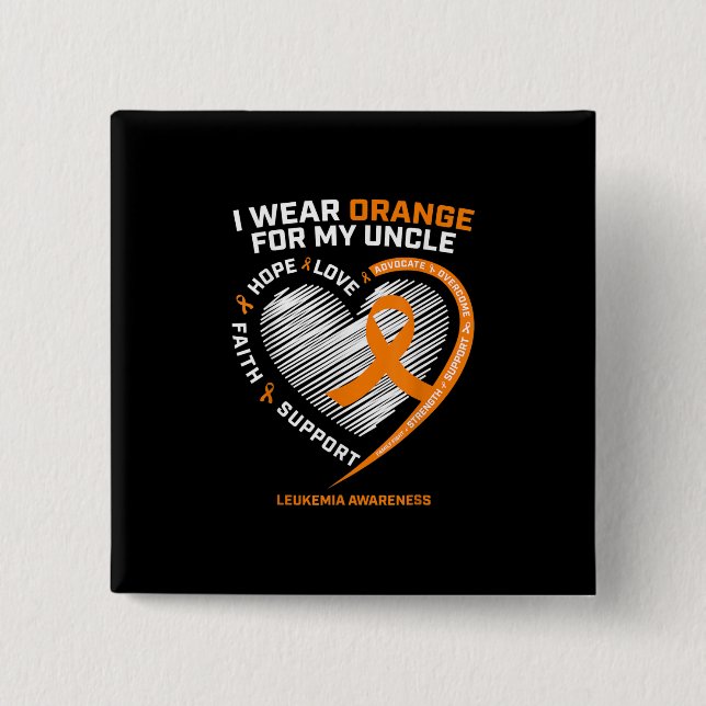 Mens Leukaemia Awareness Gifts Uncle Women Kids 2 Inch Square Button (Front)