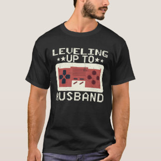 Mens Leveling Up to Husband Bachelor Party Gamer E T-Shirt