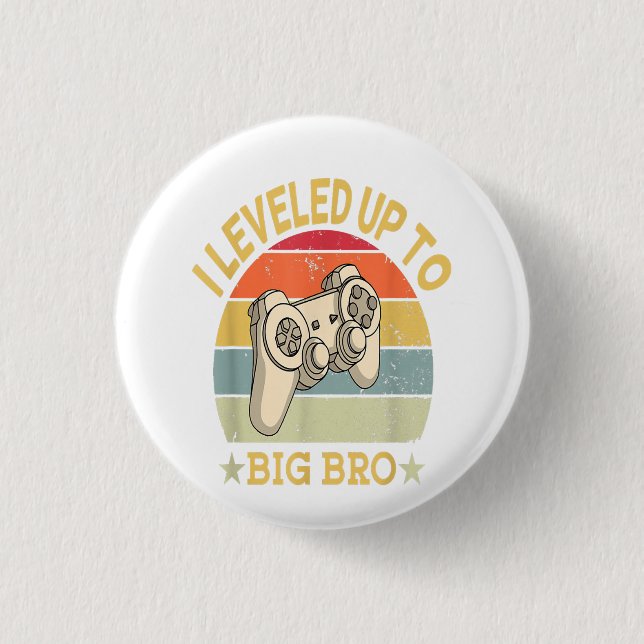 Mens Levelled Up To Big Brother Est 2022 Promoted 1 Inch Round Button (Front)