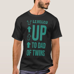 Mens Levelled Up To Dad Of Twins Twin Babies Dad T-Shirt