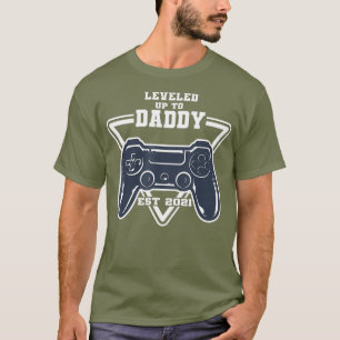 Mens Levelled Up to Daddy 2021 Soon to be Dad T-Shirt