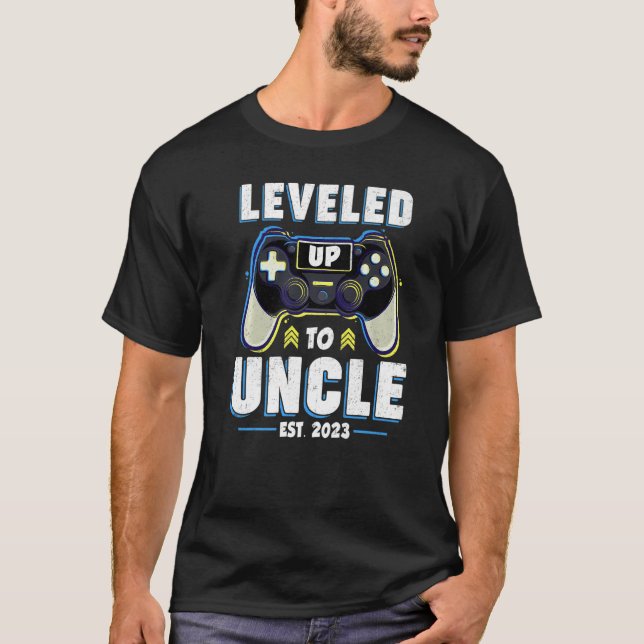 Mens Levelled Up To Uncle EST 2023 Gamepad Game Co T-Shirt (Front)