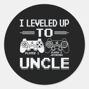 Mens Levelled Up To Uncle Level Unlocked Promoted Classic Round Sticker