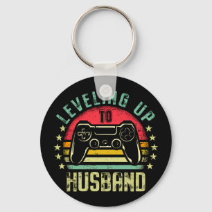 Mens levelling up to husband promoted future gamer keychain