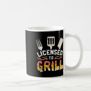 Mens licensed To Grill' Barbecue Bbq Chef Pit Mast Coffee Mug