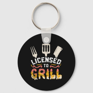 Mens licensed To Grill' Barbecue Bbq Chef Pit Mast Keychain