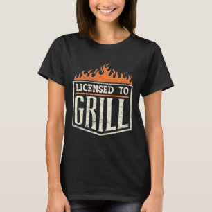 Mens licensed To Grill' Pocket Patch Logo Bbq Chef T-Shirt