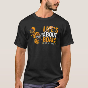 Mens Life's About Goals Lacrosse For Boys Lacrosse T-Shirt