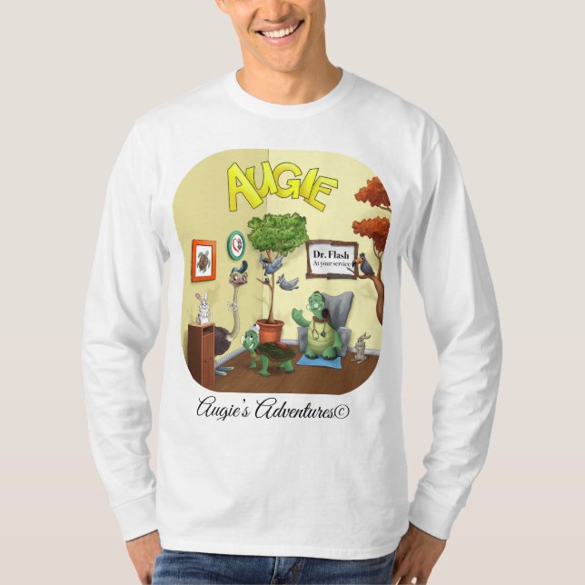 Men's long sleeve fun t-shirt  Augie the turtle (Front)