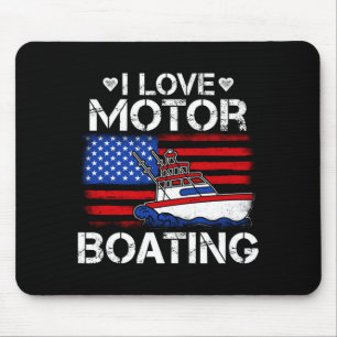 Mens love motorboating patriotic american flag mouse pad