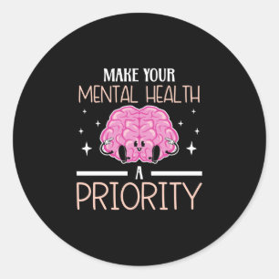 Mens make mental health a priority end the stigma classic round sticker