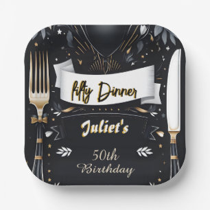 Mens Male adult dinner elegant 50th birthday Paper Plate