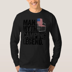 Mens Man Myth Camping Legend Us American Flag Chai T-Shirt