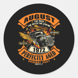Mens Man Myth Legend August 1972 50th Birthday Classic Round Sticker