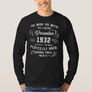 Mens Man Myth Legend December 1932 90th Birthday T-Shirt