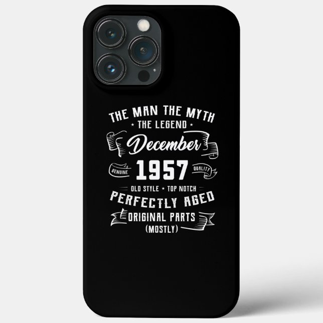 Mens Man Myth Legend December 1957 65th Birthday Case-Mate iPhone Case (Back)