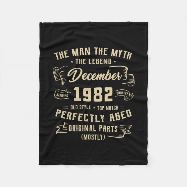 Mens Man Myth Legend December 1982 40th Birthday Fleece Blanket (Front)