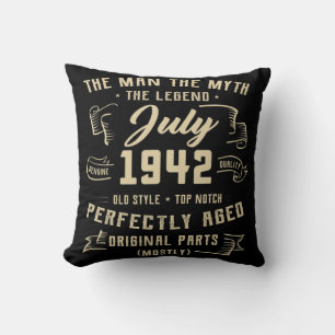 Mens Man Myth Legend July 1942 80th Birthday Gift  Throw Pillow