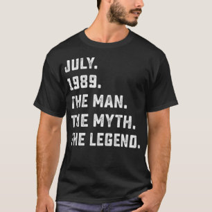 Mens Man Myth Legend July 1989 32th Birthday Tee F