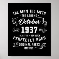 Mens Man Myth Legend October 1937 85th Birthday