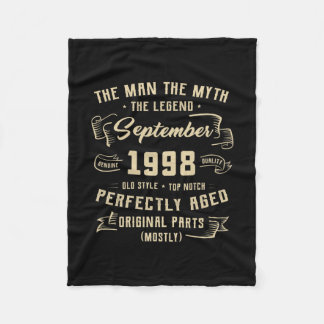Mens Man Myth Legend September 1998 24th Birthday Fleece Blanket
