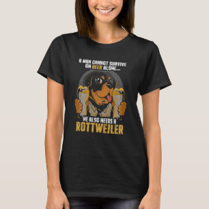 Mens Man Needs Beer And Rottweiler  Dog Owner  Rot T-Shirt