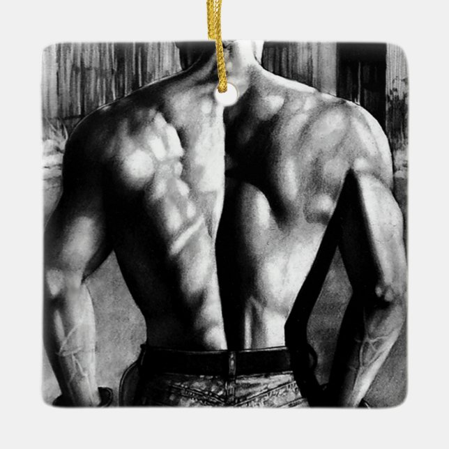 Men's Masculine Bodybuilding Muscles Pride Man Ceramic Ornament (Front)