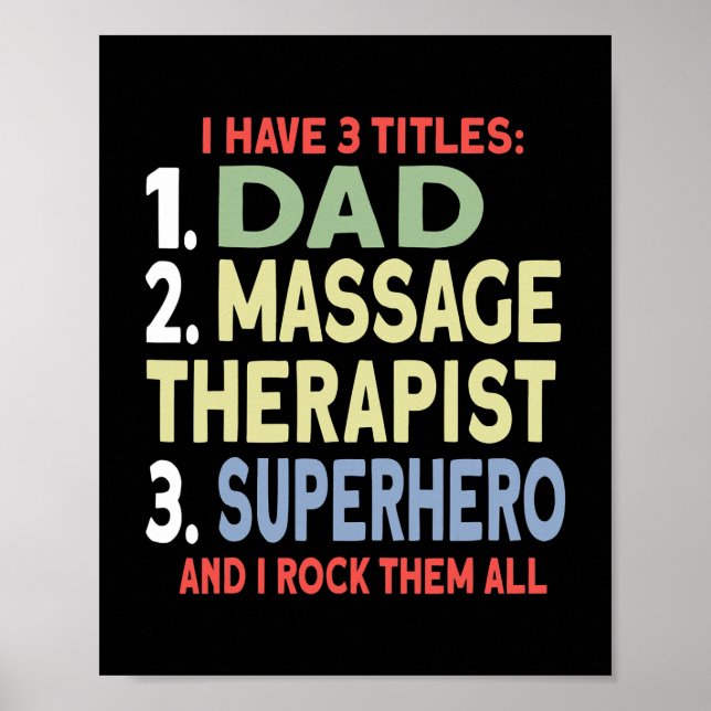 Mens Massage Therapy Dad And Massage Therapist  Poster (Front)