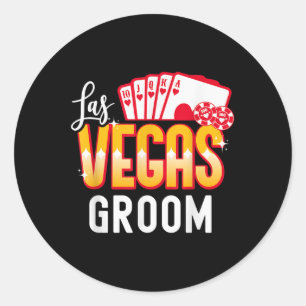 Mens Matching Las Vegas Wedding Bride And Groom Ve Classic Round Sticker