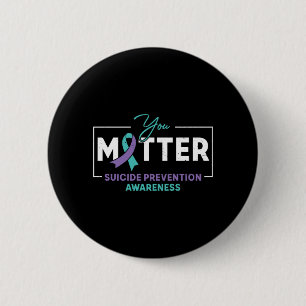 Mens Matter Teal Purple Ribbon Suicide Prevention 2 Inch Round Button