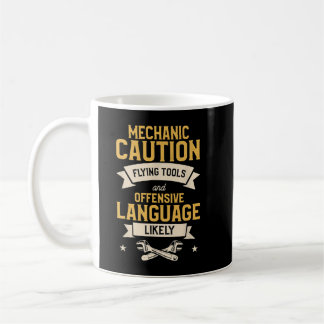 Mens Mechanic Caution Flying Tools And Offensive L Coffee Mug
